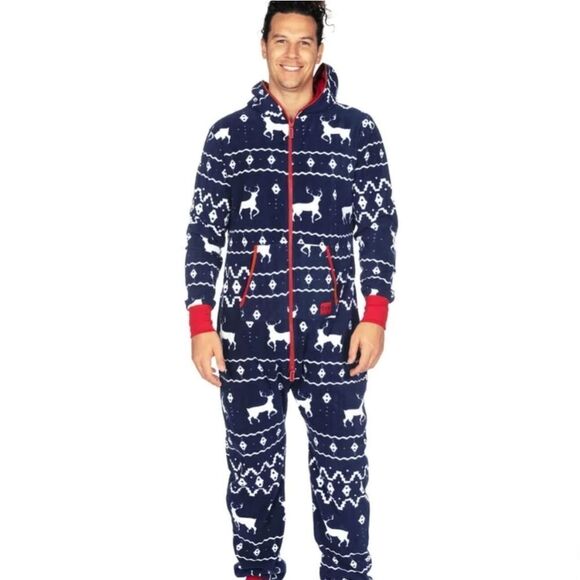 MEN'S BLUE REINDEER JUMPSUIT. Size L - Picture 3 of 15